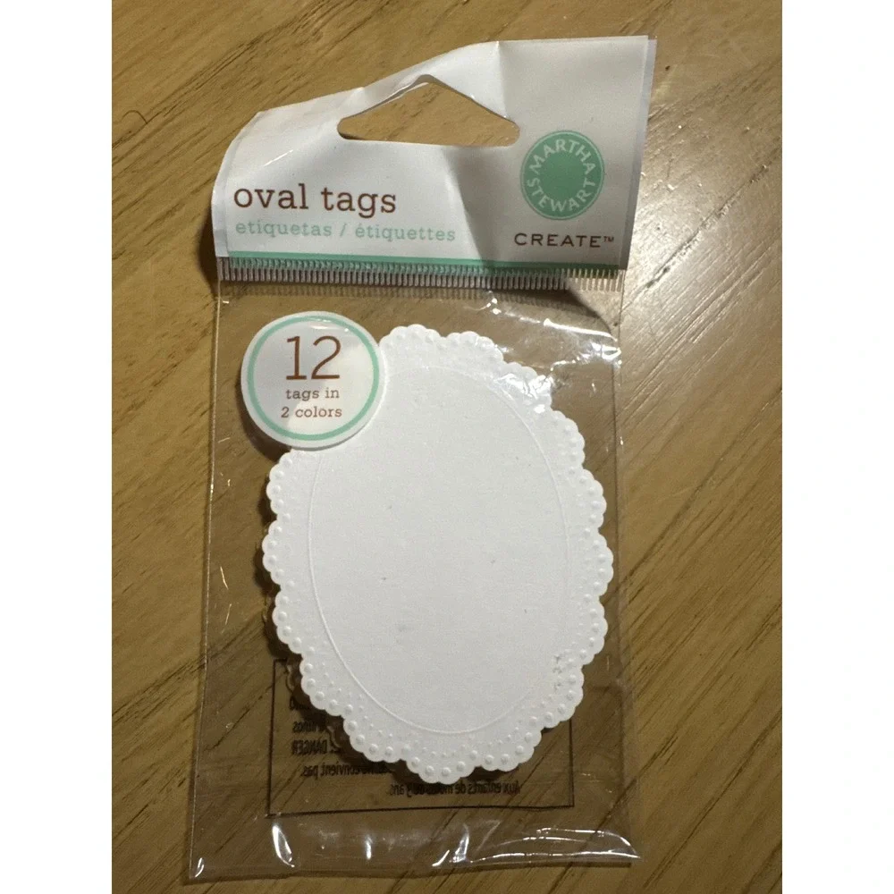 Martha Stewart Create Gold and White Oval Doily Tags 12ct MA060009 Paper Labels